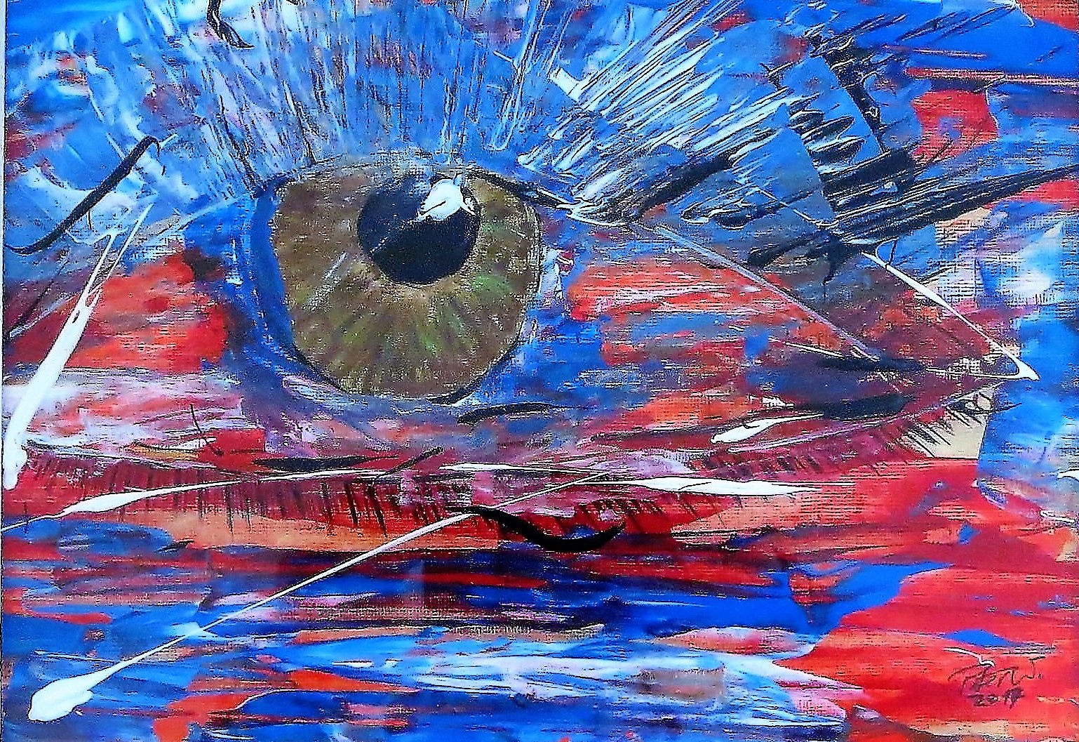 (B) Schau mir in die Augen. Acryl auf Papier 2017. 40 x 30 cm