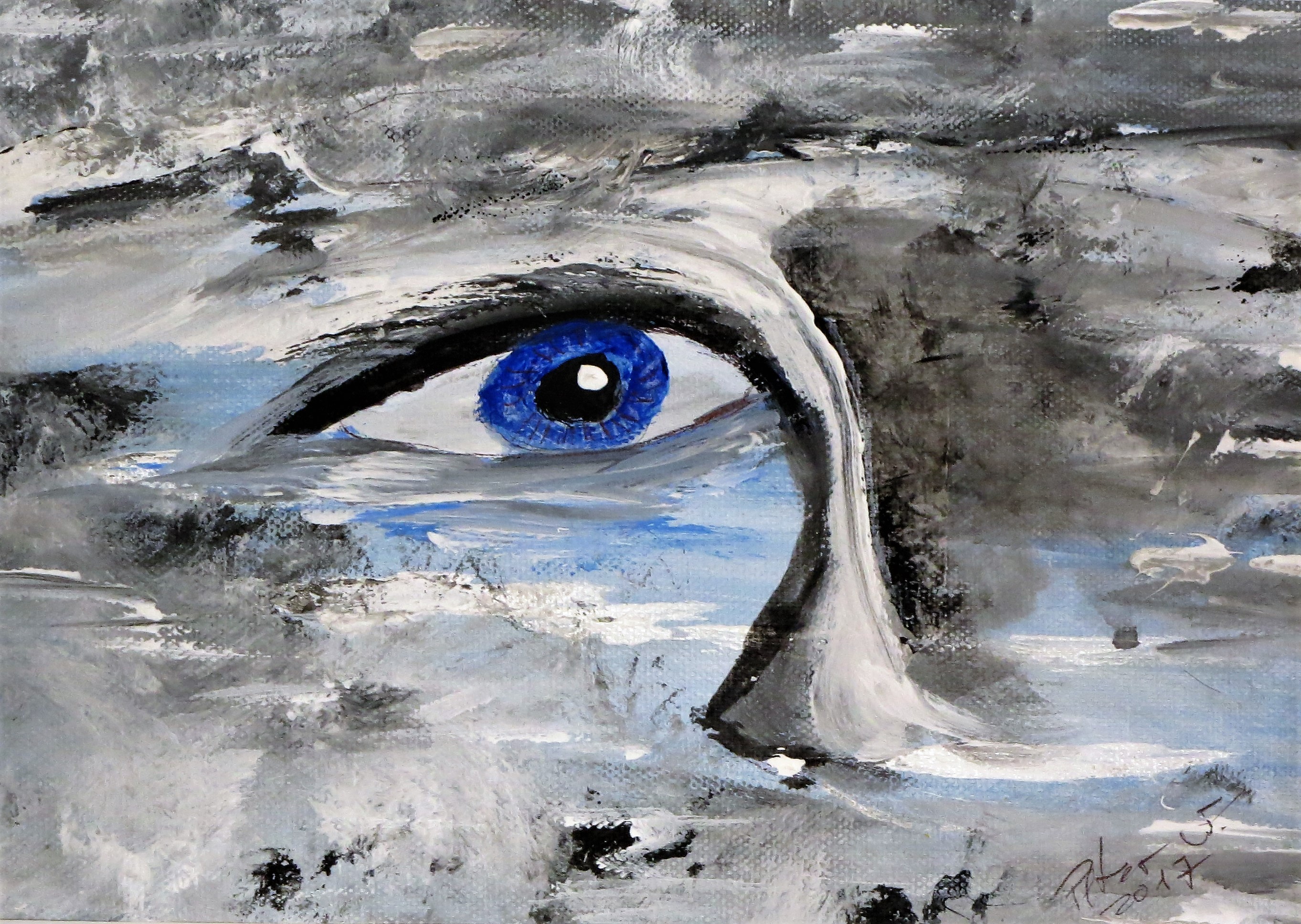 (C) Das Wolkenauge Acryl auf Papier 30 x 20 cm