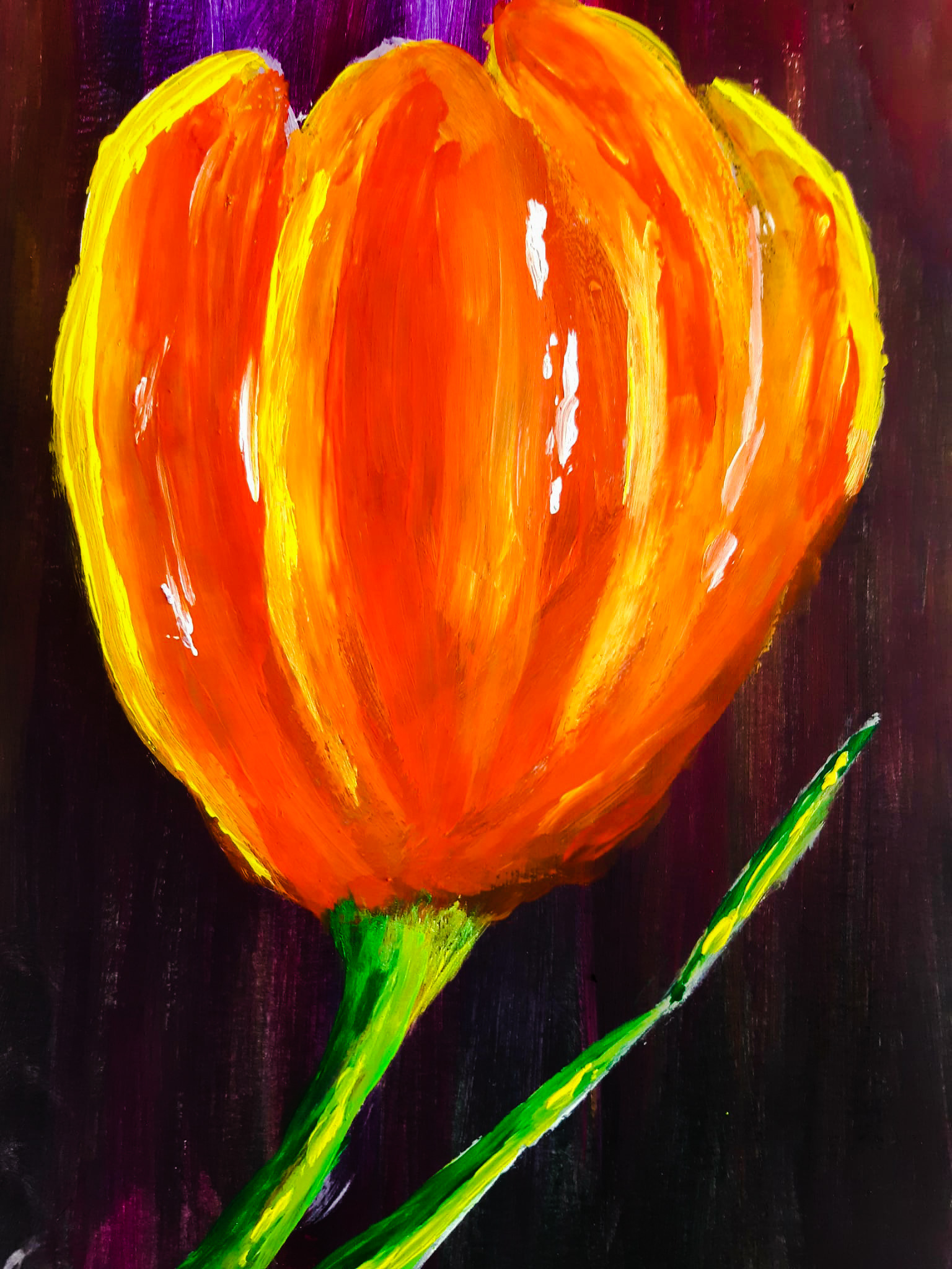 1) Rote Tulpe, Acryl auf Papier (2)