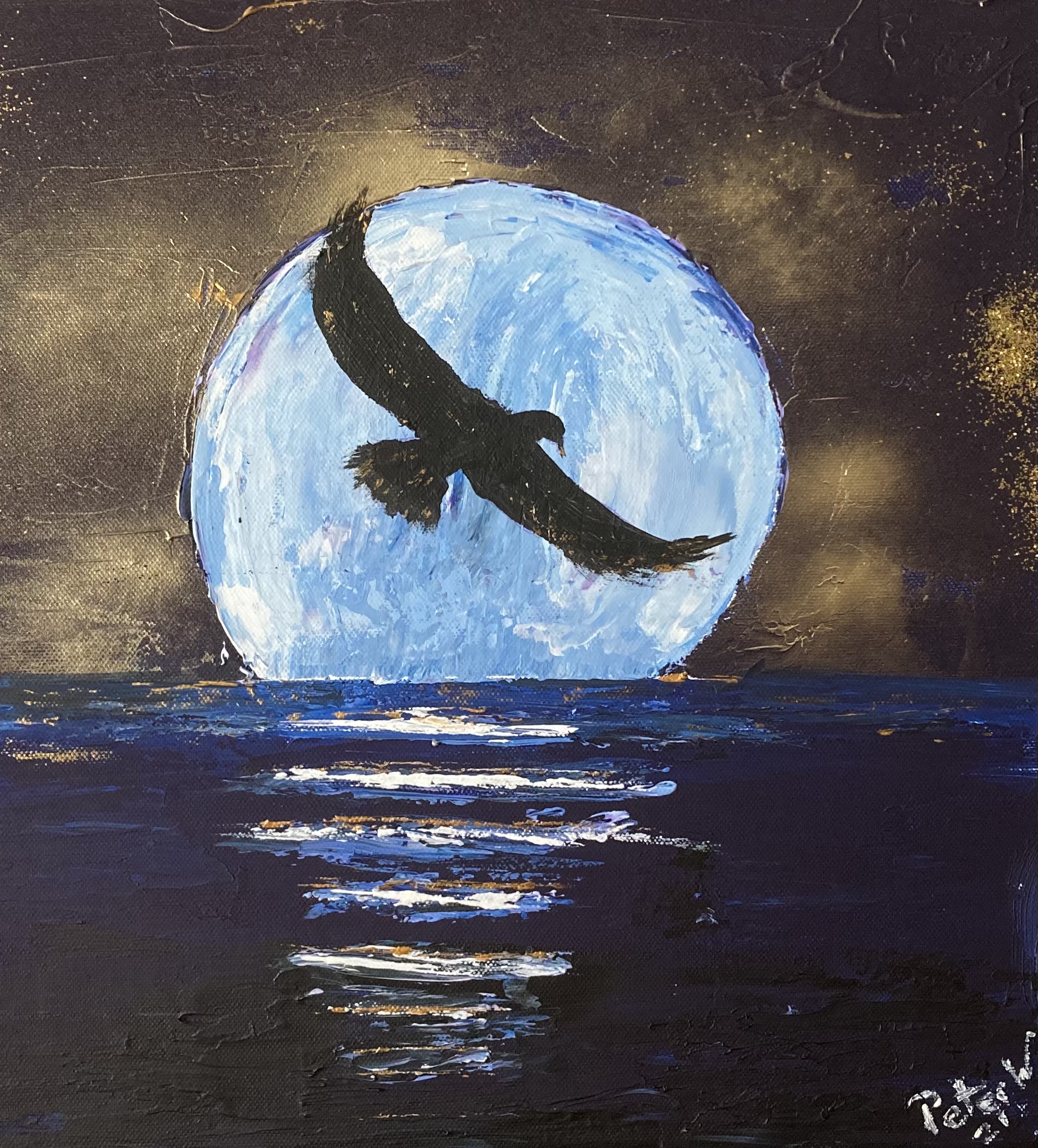 Blue Moon, Acryl auf Leinwand 40x40cm