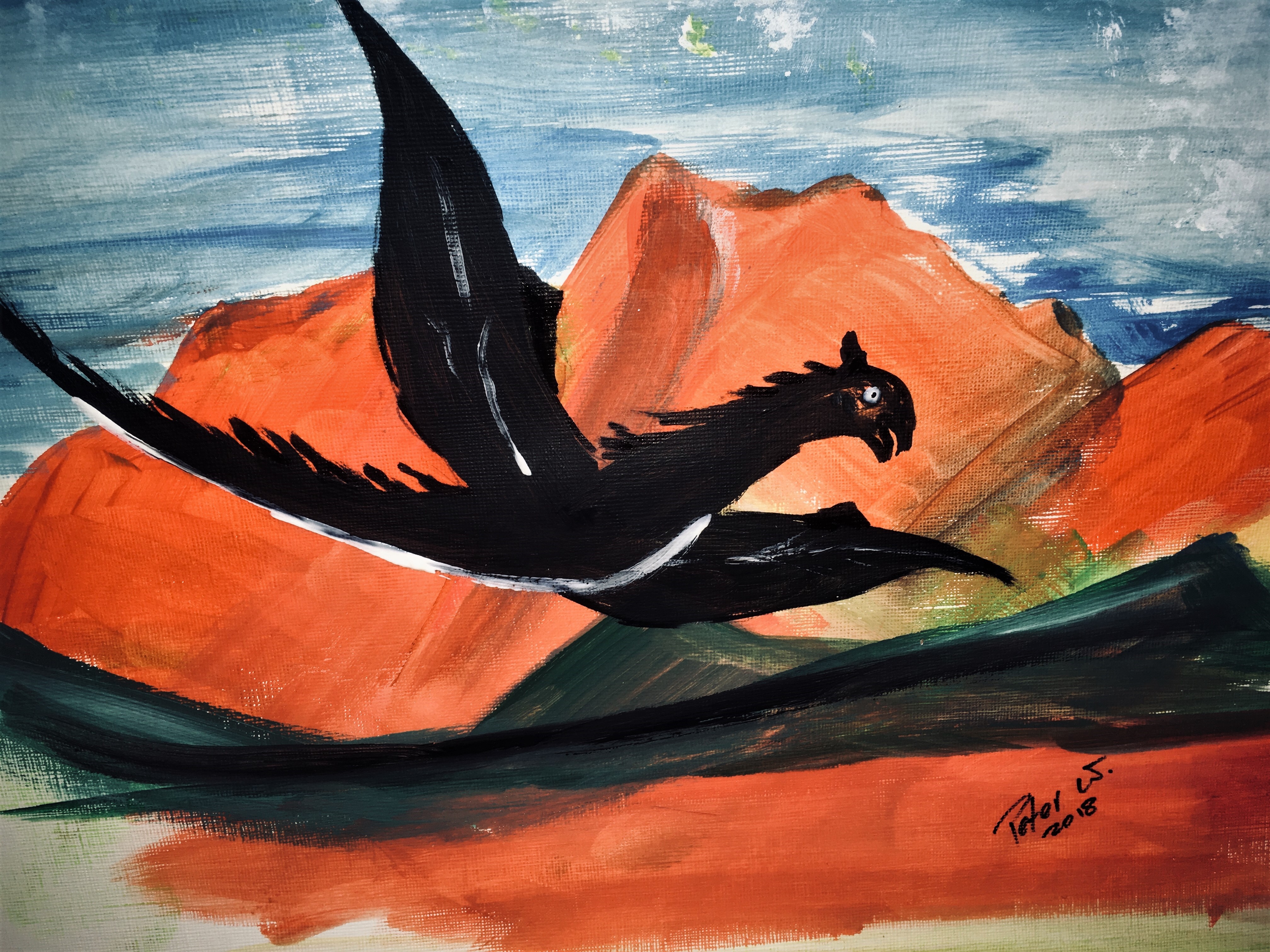 Drachenberg Acryl auf Papier 40 x 30 cm
