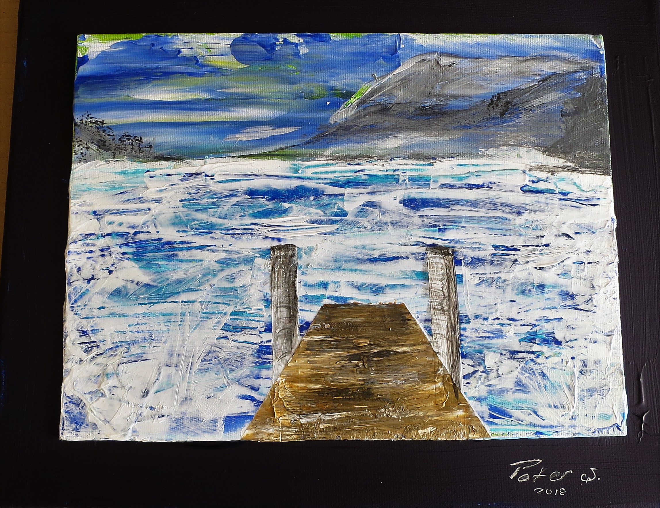 Föhnsturm auf dem Seem Acryl auf Leinwand und Malkarton 24 x 30 cm