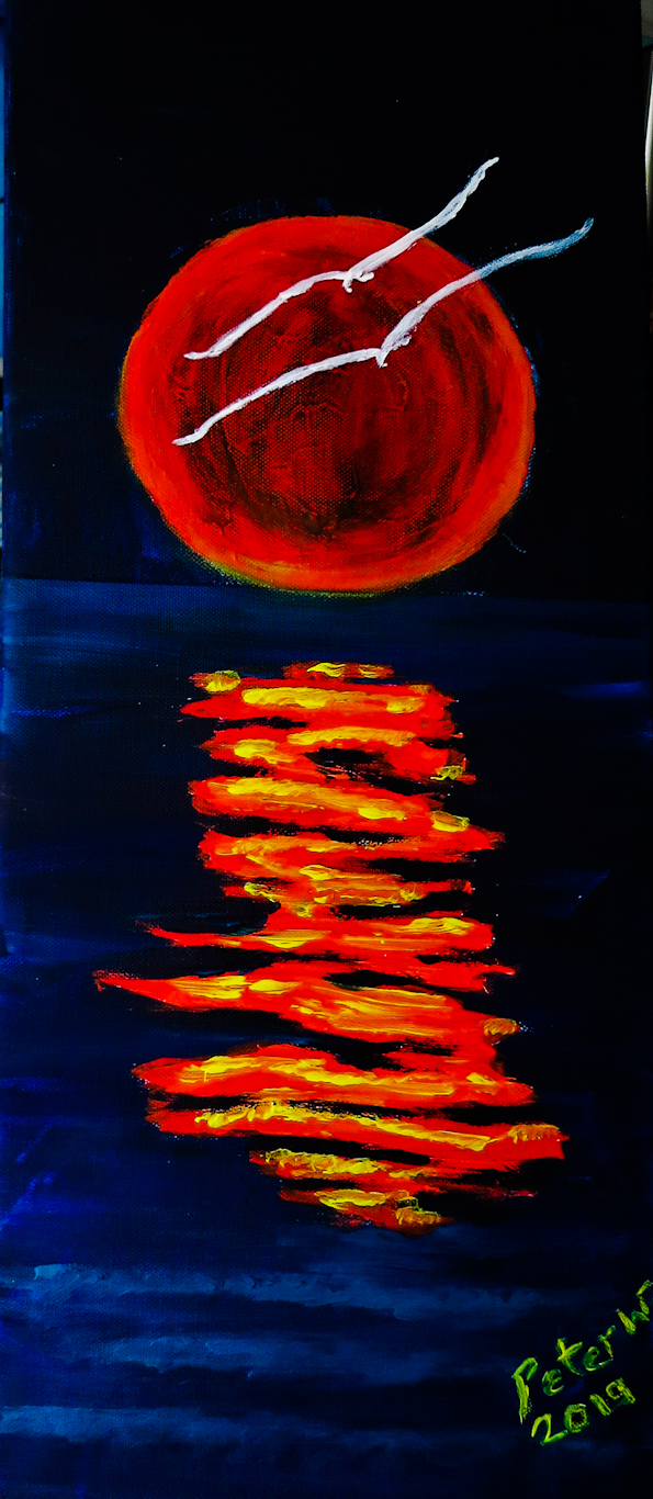 Flying to the Moon, Acryl auf Leinwand 25 x 60 cm verkauft