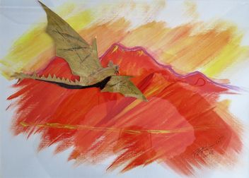 Golden Dragon Acryl auf Papier 40 x 30 cm