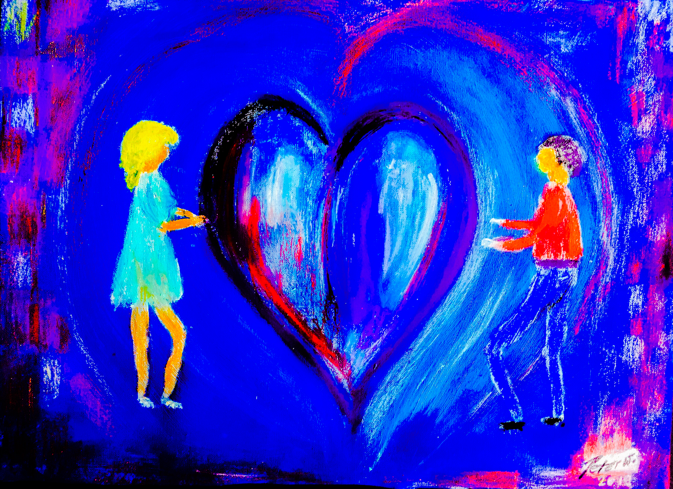Herzliche Liebe Acryl und Ölkreide auf Paper 60 x 45 cm
