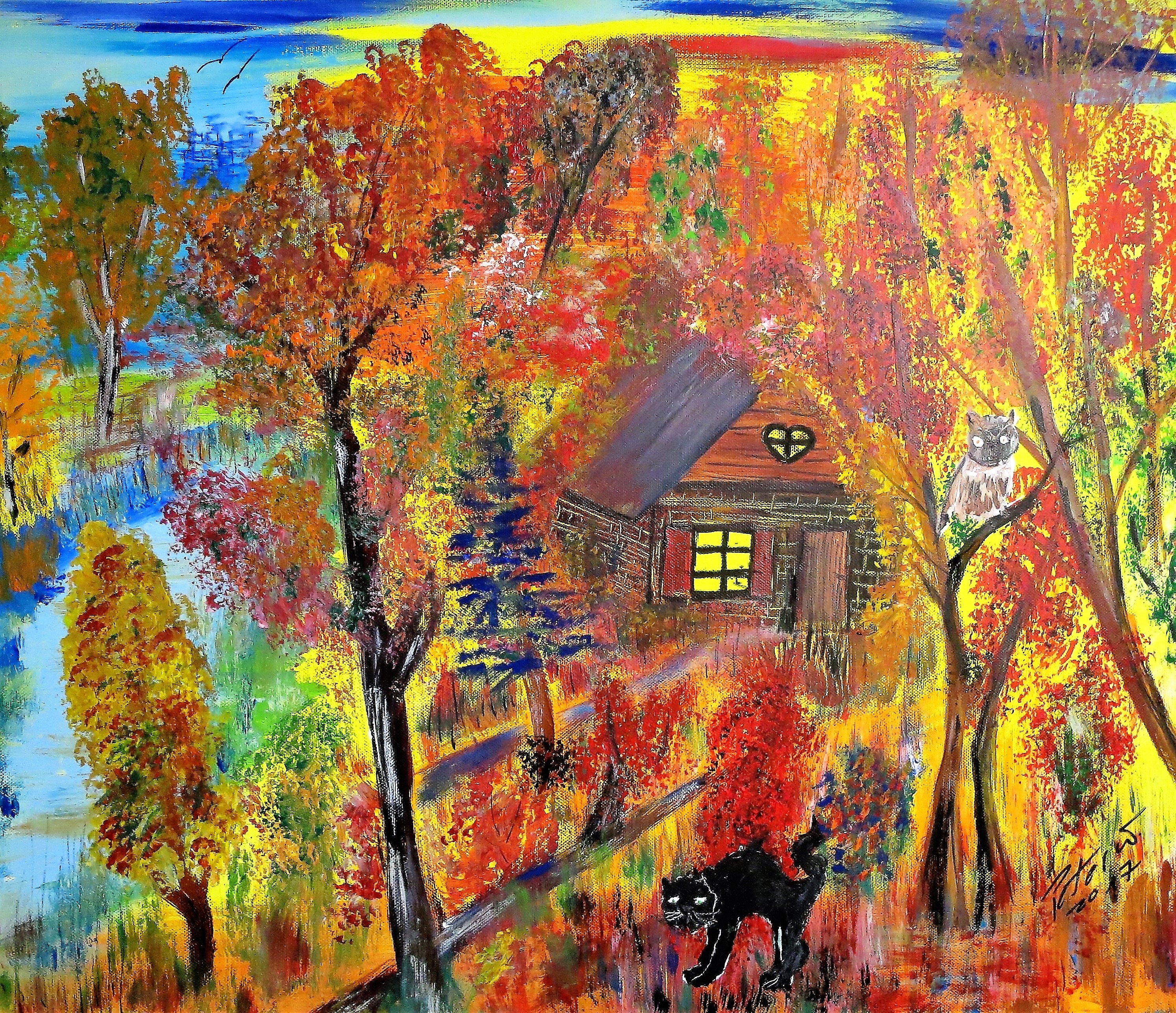 Hexenhaus Acryl auf Leinwand 60 x 50 cm