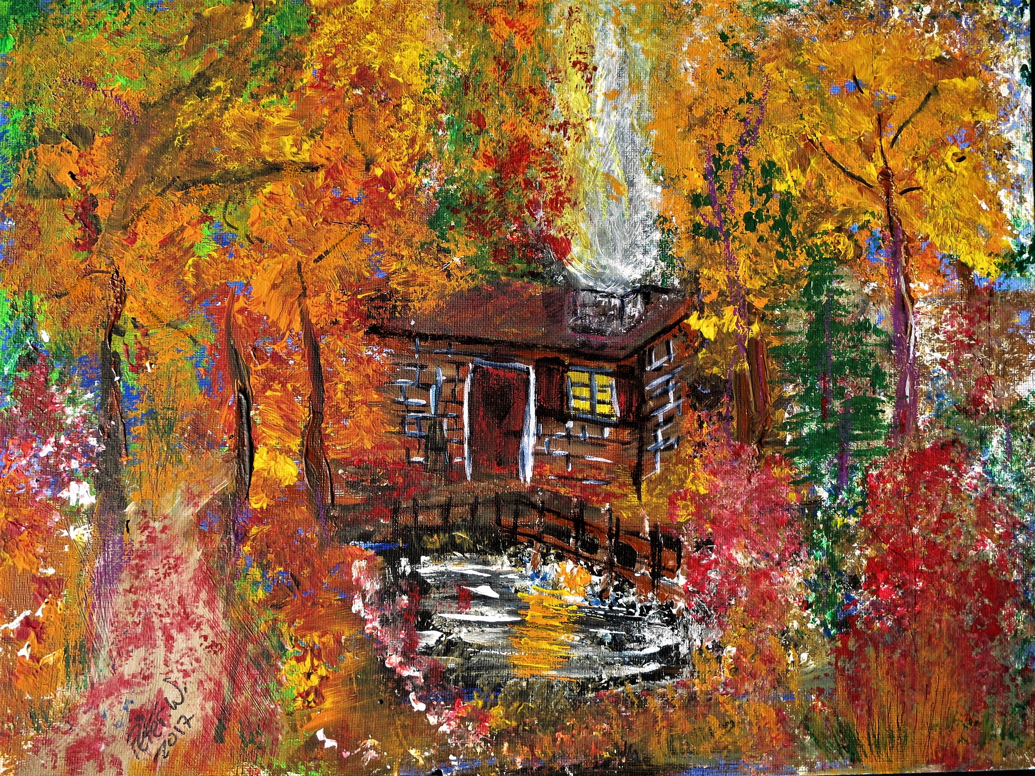 Hexenhaus Acryl auf Malkarton 40 x 30 cm