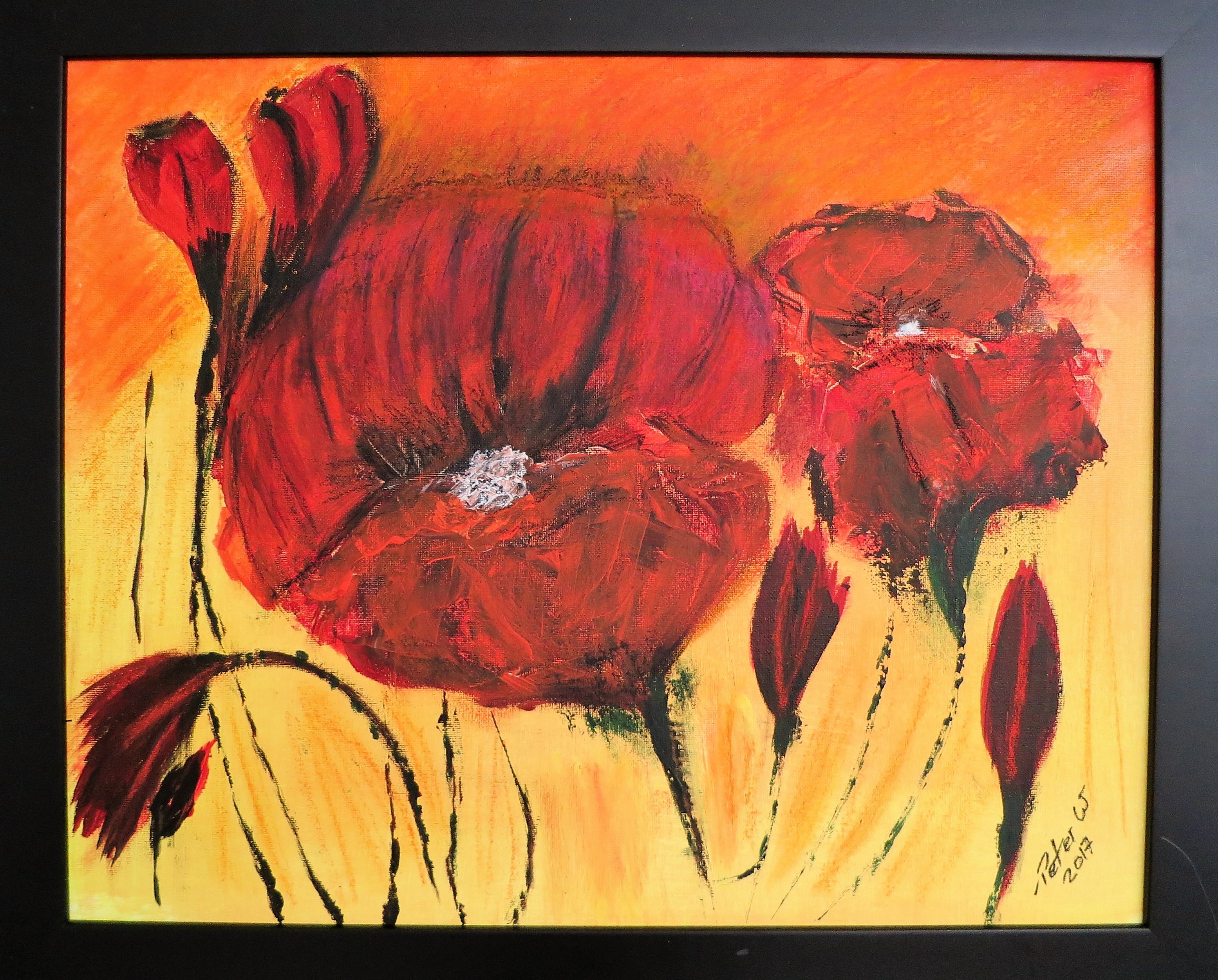Mohnblume 2017 Acryl auf Malkarton 40 x 50 cm
