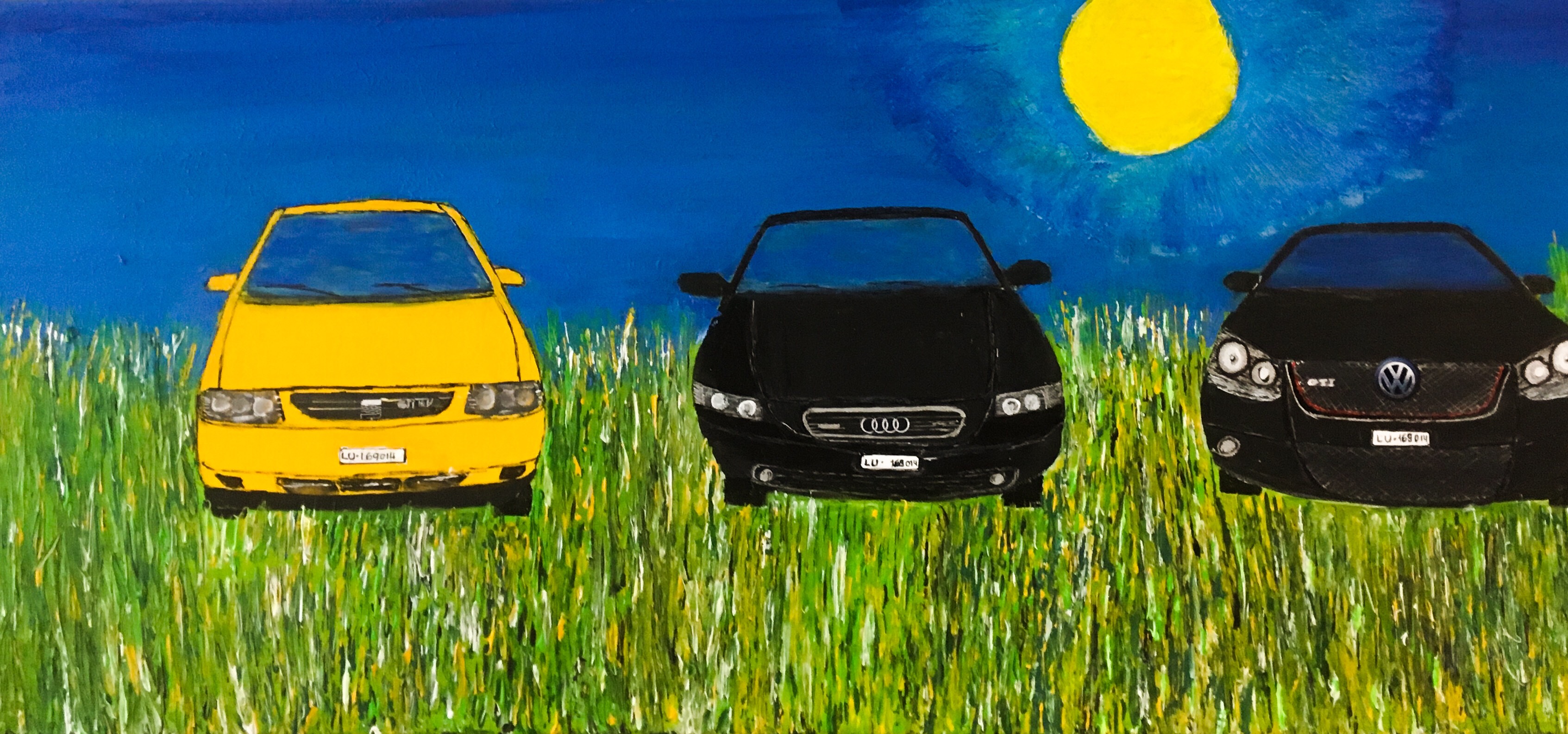 Monikas Auto, Acryl auf Leinwand 100 x 40 cm (verkauft)
