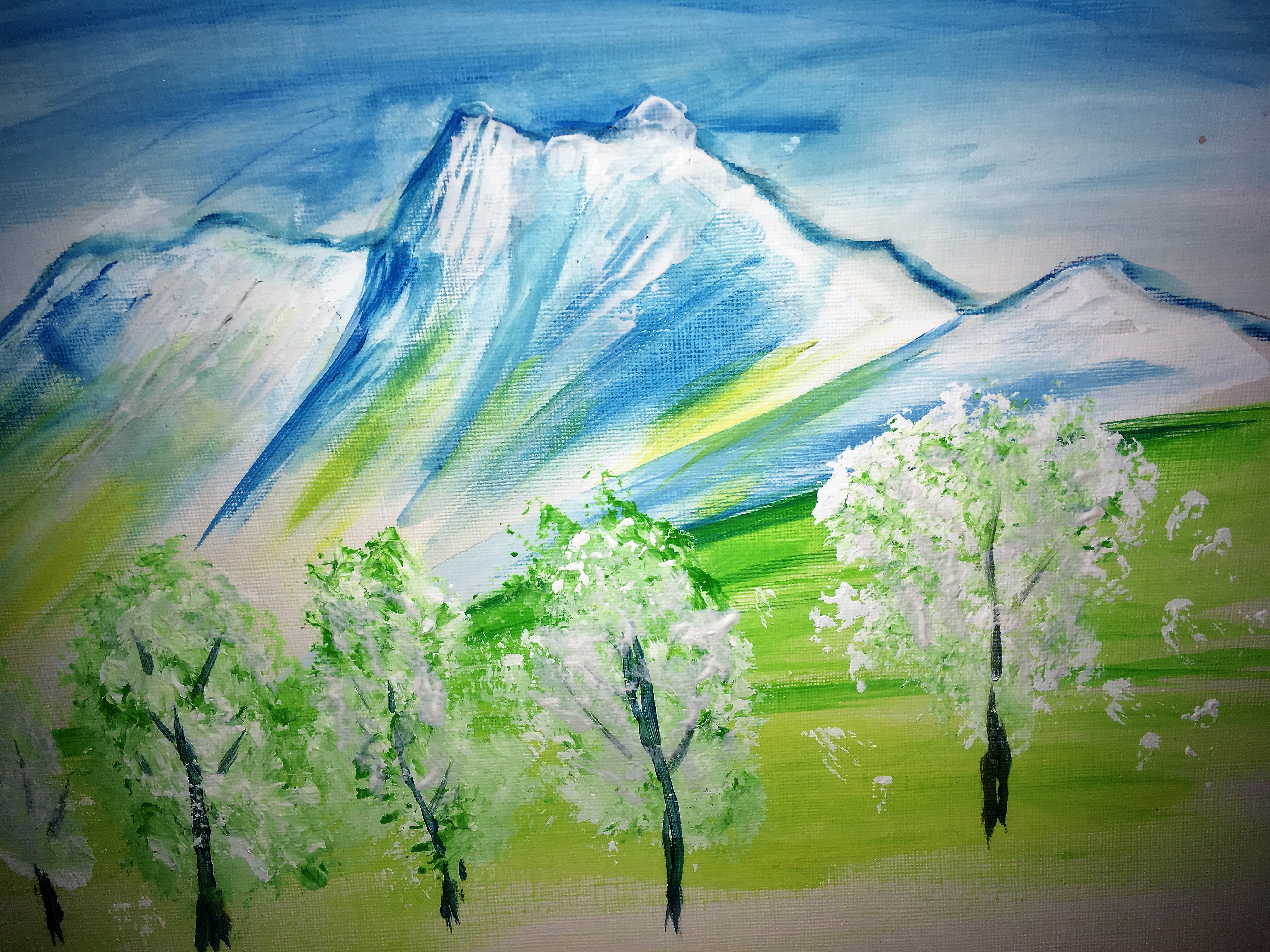 Pilatus im Frühling Acryl auf Papier 40 x 30 cm