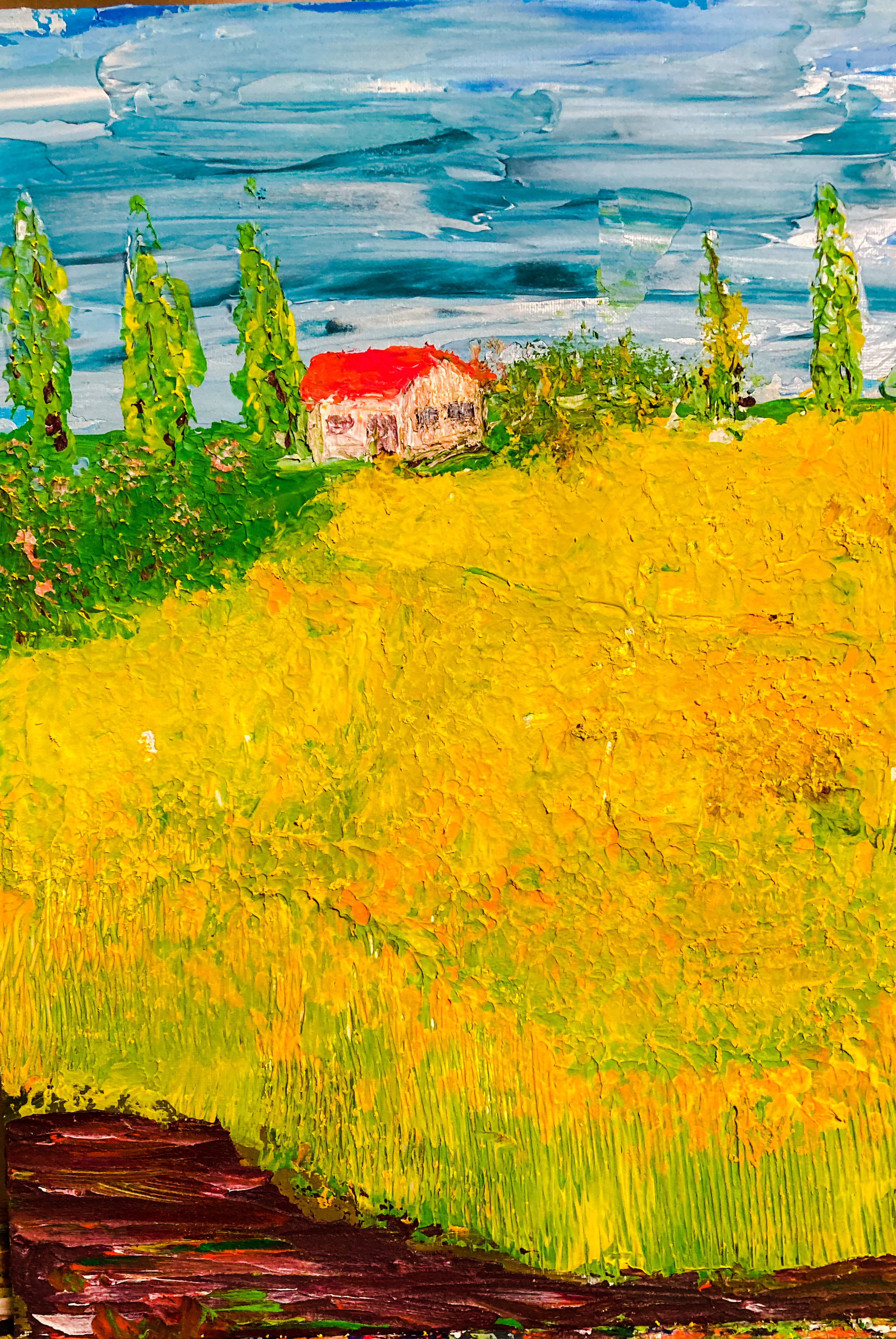 Rapsfeld Acryl auf Malkarton 30 x 40 cm 