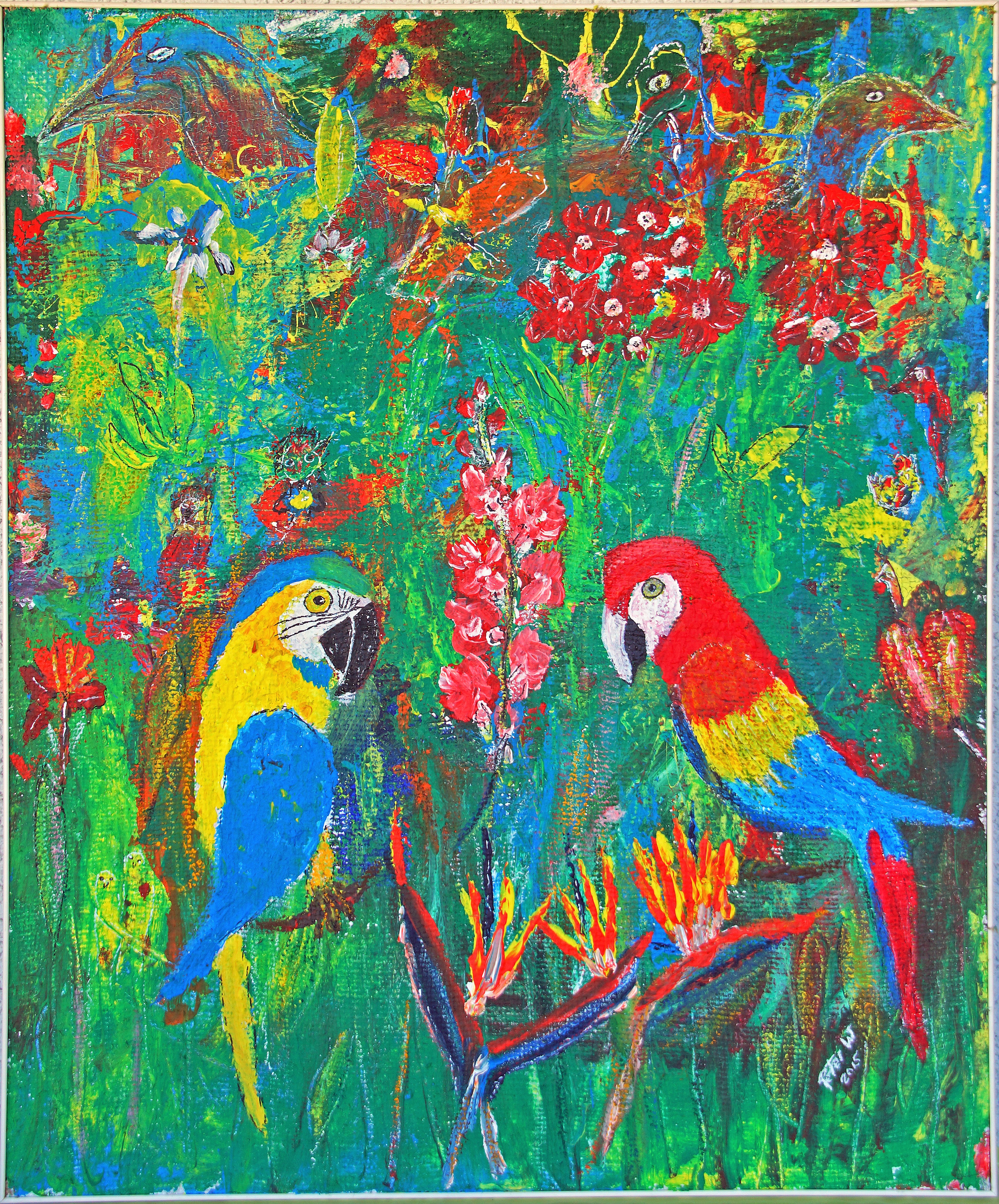 Regenwald 2015 Acryl auf Jute
