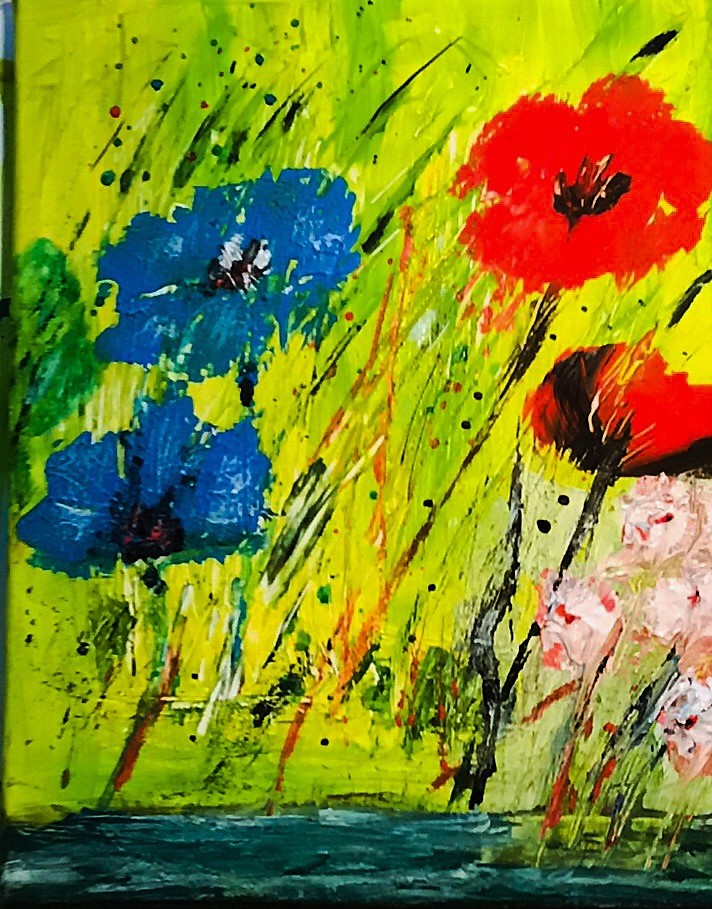 Sommerblumen Acryl auf Leinwand 24 x 30 cm
