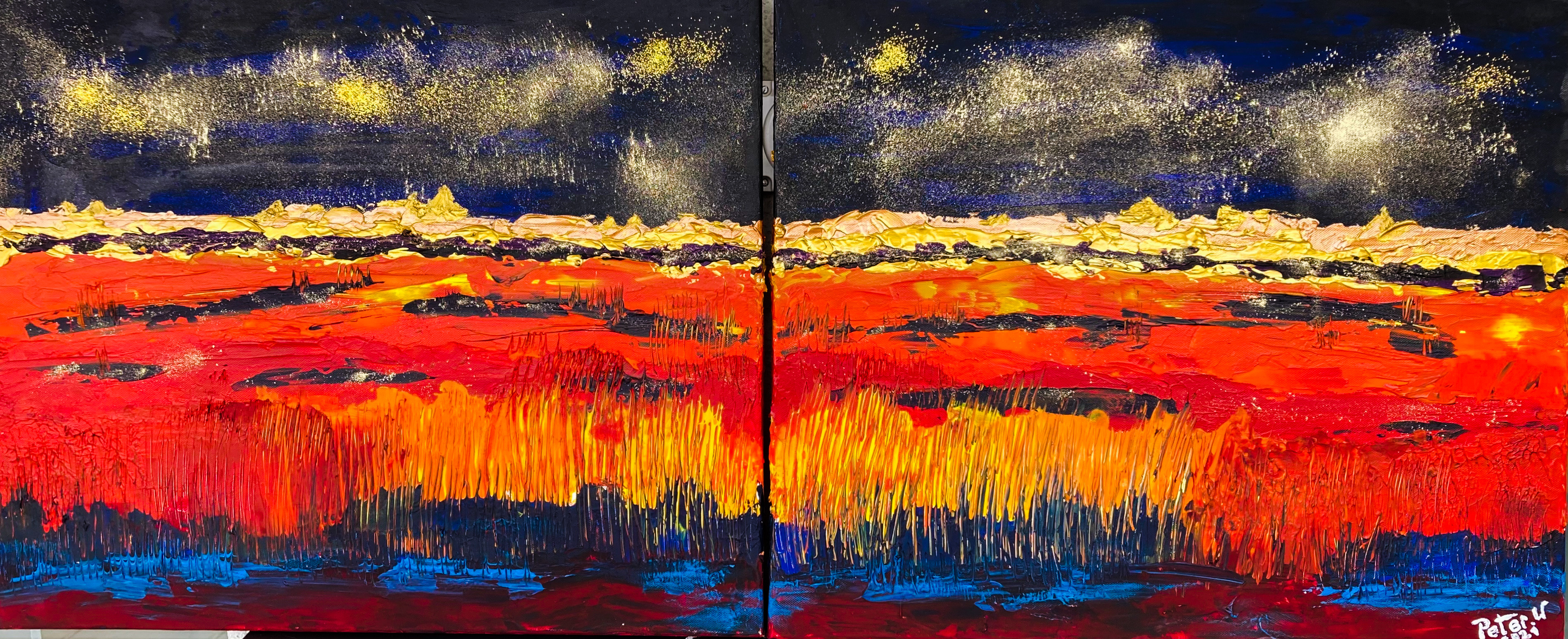 Sternenzauber. Acryl auf Leinwand, 2 mal 60 x 50 cm (verkauft)