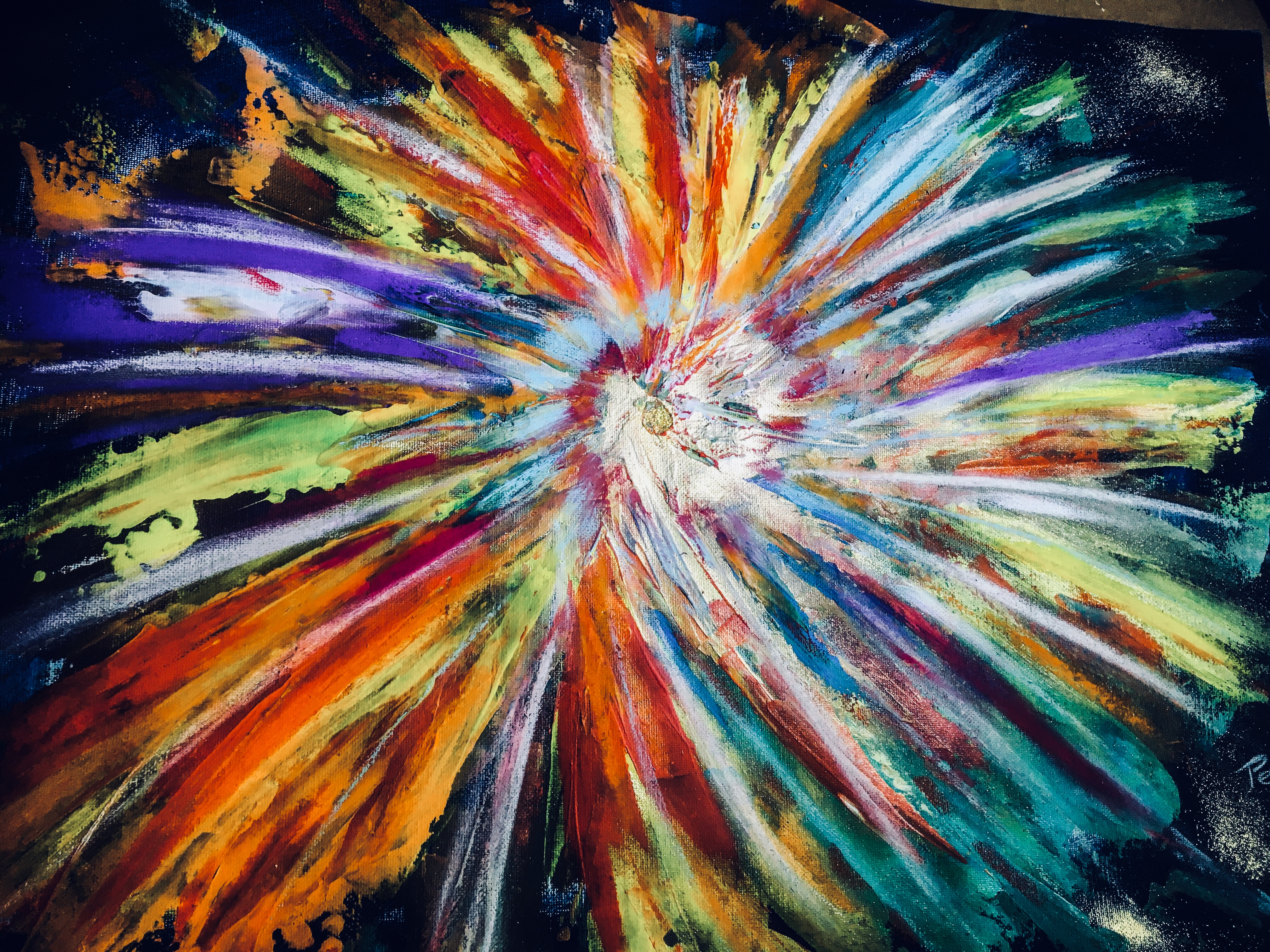 Urknall Acryl und Ölkreide auf Papier 45x60cm