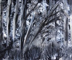 Urwald, schwarz weiss, 2016. Acryl auf Leinwand 18 x 24 cm (Verkauft)